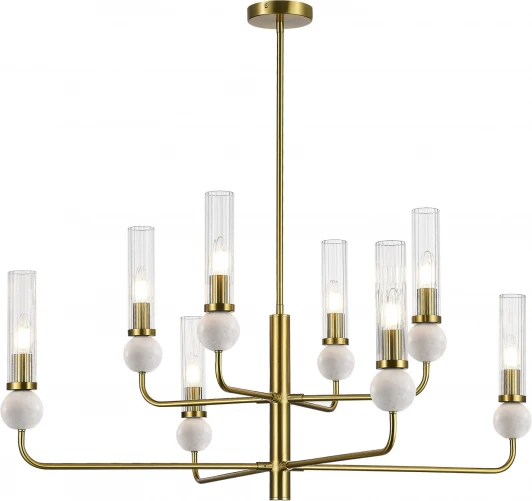 SL1244.303.08 Потолочная люстра на штанге ST Luce Medea SL1244.303.08 латунь/прозрачный E14 8*40W (220V)