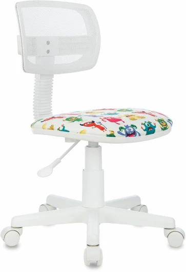 CH-W299/WH/MONSTER Кресло детское Бюрократ CH-W299 белый TW-15 сиденье мультиколор монстры сетка/ткань крестов. пластик