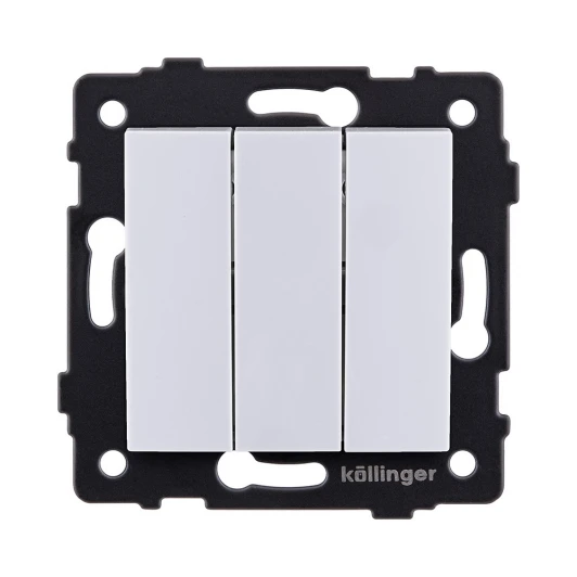 REA-R-012WH Выключатель 3-клавишный 10А/250В изогнутый, белый Kollinger REA-R-012WH для Aspekt, Eleganz, Reflex