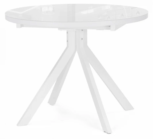 502176 Стол стеклянный Веллор 100(135)х100х78 белый 502176 Woodville