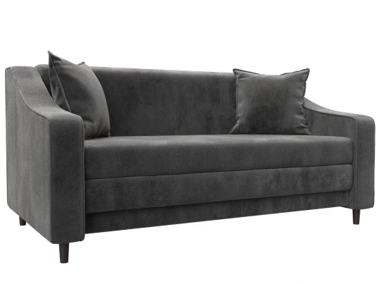 129776 Диван прямой Лига-071 (ЛДСП,Брус,Фанера/Дерево/Велюр/Серый) Лига Диванов 129776