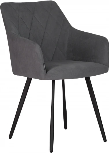 13-03 DOBRIN ROBY, цвет сиденья Catania Silver велюр, цвет основания черный муар Стул обеденный ROBY (ЭМАЛЬ ЧЕРНЫЙ МУАР велюр Catania Silver)