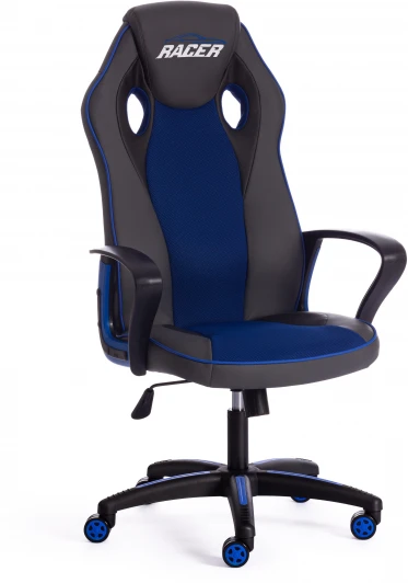 13231 Кресло RACER кож/зам/ткань, металлик/синий, 36/10 Tetchair 13231