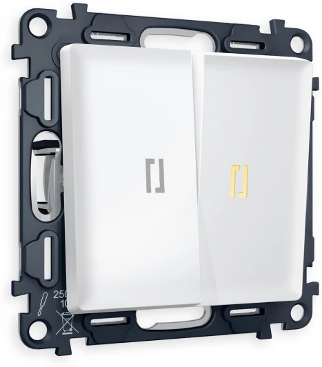 MA124010 Комплект механизма Ambrella Volt 2-клавишного выключателя с подсветкой 3200K ALFA MA124010 Белый матовый QUANT