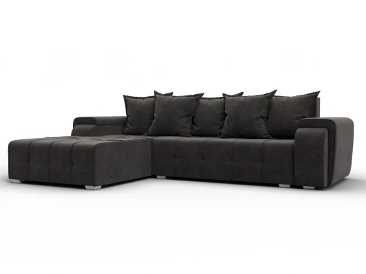 137352L Диван угловой Лига-121 левый угол (ДСП,Брус,Велюр/Темно-коричневый) Лига Диванов 137352L