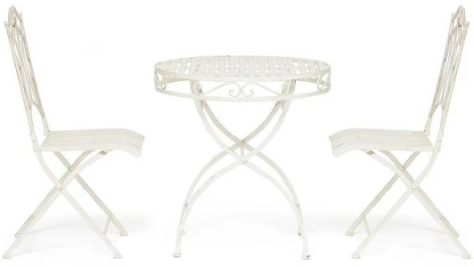 11876 Комплект (стол + 2 стула) Secret de Maison PALLADIO (mod. PL08-8668/8669) белый антик (antique white) (металл)