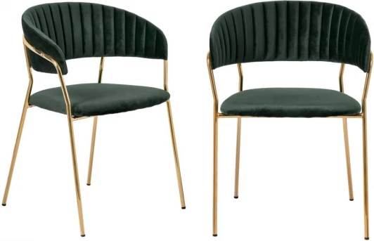 FR 0558P Комплект из 2-х стульев Turin зеленый с золотыми ножками Bradexhome арт.FR 0558P
