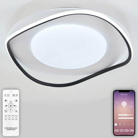 INNOVATION STYLE 83141 Потолочная люстра светодиодная Natali Kovaltseva INNOVATION STYLE 83141 с пультом ДУ, моб. приложением 120W, бело-чёрный, LED (регулировка яркости, 220V)