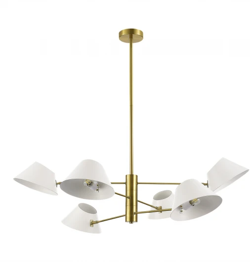 SLE1253-353-06 Потолочная люстра на штанге Evoluce Norbi SLE1253-353-06 Латунь/Белый E14 6*60W (220V)