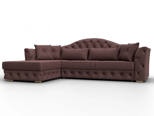 128039L Диван угловой Артис левый угол (Брус,Рейка,Замша/Бордовый) Лига Диванов 128039L