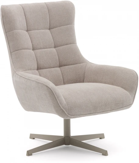 212358 Teryl Кресло из шенилла бежевого цвета с серым металлом La Forma (ex Julia Grup) арт.212358