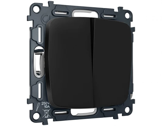 MO803030 Комплект механизма двухклавишного перекрестного выключателя встраиваемый (черный матовый) Ambrella Volt QUANT MO803030