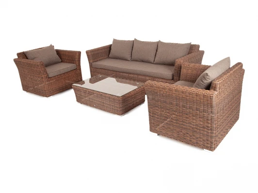 KS3С2T-4-SET brown Лаунж-зона из искусственного ротанга, цвет коричневый 4SIS Капучино KS3С2T-4-SET brown