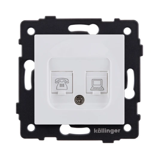 REA-011WM Розетка двойная RJ11 + RJ45 белый матовый Kollinger REA-011WM для Aspekt, Eleganz, Reflex