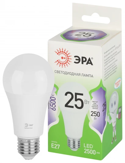 LED A60-25W-865-E27 GL Лампочка светодиодная E27 25W ЭРА LED A60-25W-865-E27 GL