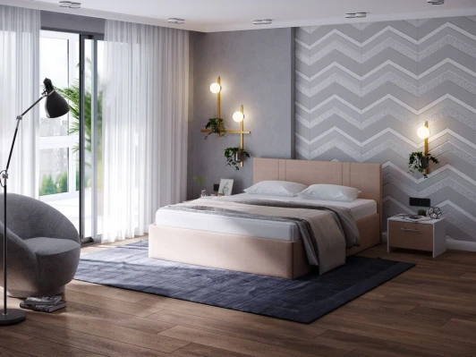 1939035 PROxSON Кровать Helix Plus (Ткань: Рогожка Savana Camel (бежевый)) 160x200