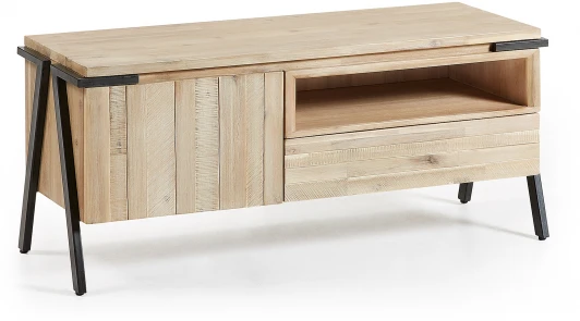 051538 Тумба под телевизор La Forma (ex Julia Grup) Thinh (Черный/ Дерево,Сталь,Акация)