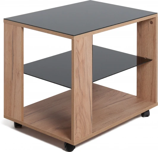 009386 Стол журнальный BeautyStyle 5 дуб крафт золотой/стекло черное Mebelik арт.009386