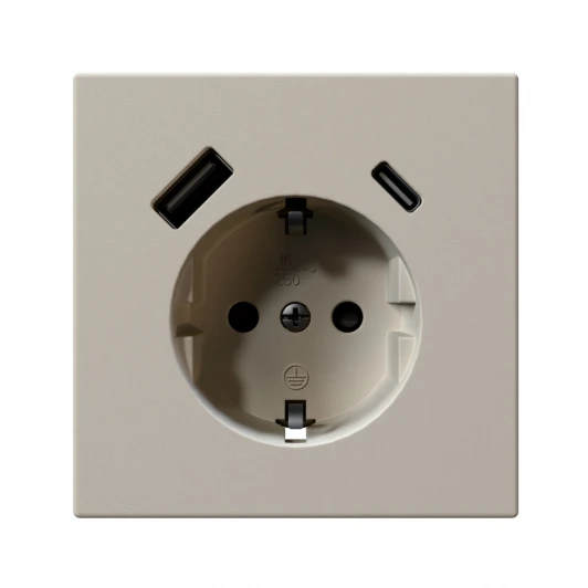 FD5501USB-25SH Розетка со шторками с USB Type A+С (сахара) Jasmart FD FD5501USB-25SH