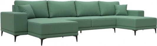 123924 Диван П-образный Льюес (Зеленый/Рогожка) Лига Диванов арт.123924