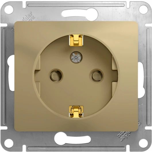 GSL000445 Розетка встраиваемая с заземлением и шторками (титан) Systeme Electric Glossa GSL000445