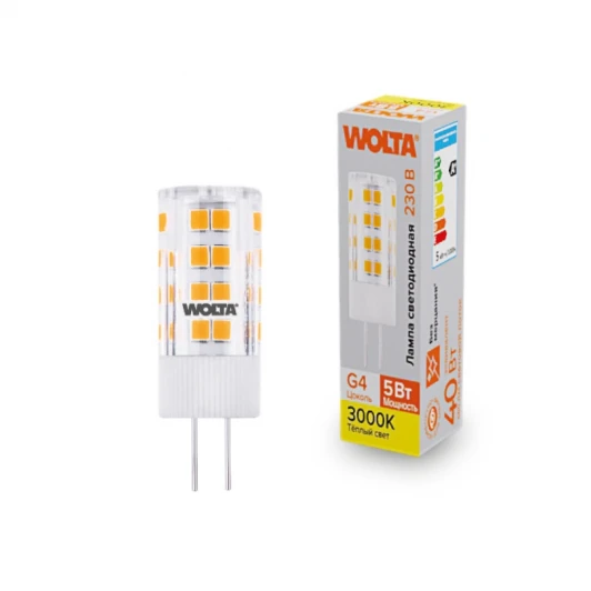 WSTD-JC-220V5W3KG4-C Светодиодная лампа 5Вт 3000K G4 Wolta WSTD-JC-220V5W3KG4-C