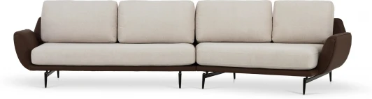 803483 Диван Ispani угловой правый ОГОГО (арт.803483), (Ткань,Экокожа/Коричневый,Бежевый)