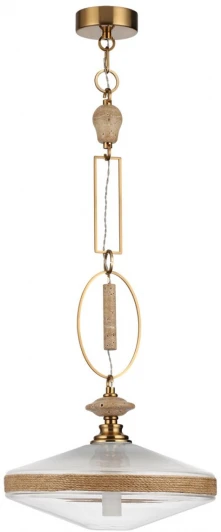 5441/1 Подвесной светильник Odeon Light Krema 5441/1 сатинированн.латунь/прозрачн./металл/стекло/травертин/веревка G9 LED 6W (220V, подвески, на цепи)