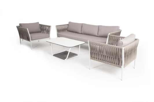 KASS3C2T-4-SET Лаунж-зона плетеная из роупа 5-местная, цвет серо-коричневый 4SIS Касабланка KASS3C2T-4-SET