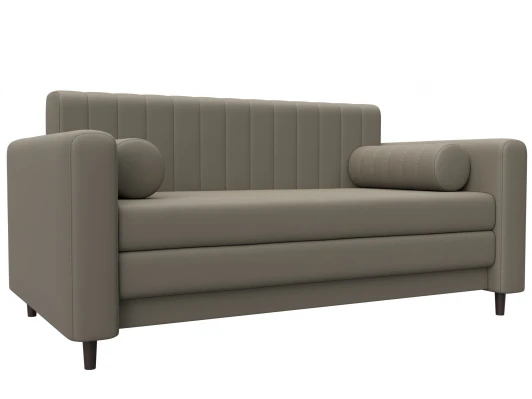 129749 Диван прямой Лига-070 (ЛДСП,Брус,Фанера/Дерево/Экокожа/Бежевый) Лига Диванов 129749