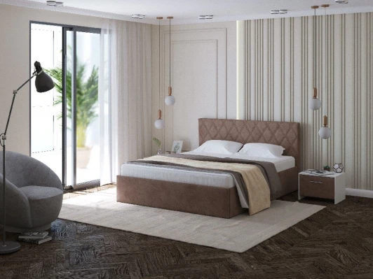 1937787 PROxSON Кровать Fresco Plus (Ткань: Велюр Monopoly Горячий шоколад (237)) 160x200