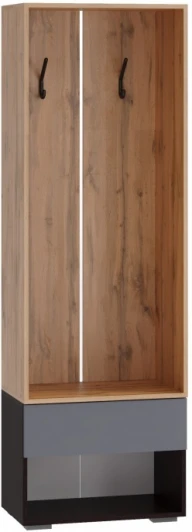 615368 Прихожая Woodville Роут 0,6 м венге / дуб вотан / графит софт арт.615368