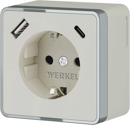 W5071703 Розетка с заземлением,шторками и USB Type A+С (слоновая кость) Werkel W5071703 (a057699)