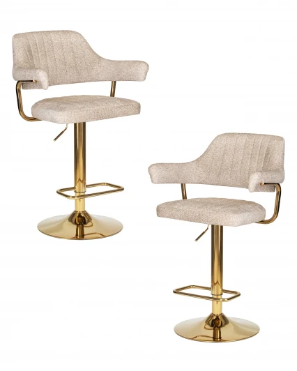 LM-5019-N_G-M_V-LEO26 Набор 2 шт стул барный DOBRIN CHARLY GOLD (бежевый твид (LEO26))