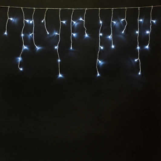 ECC100-10-8W Гирлянда Бахрома на Батарейках 3 x 0,5 м Белая, 100 LED, Провод Прозрачный Силикон, IP65
