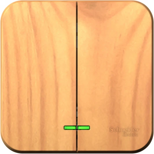 BLNVA105115 Выключатель накладной двухклавишный с подсветкой (ясень) Systeme Electric Blanca BLNVA105115