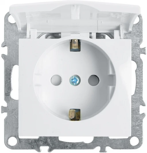 39319 Розетка с заземлением защитной крышкой и шторками (белый) Stekker Эрна 39319
