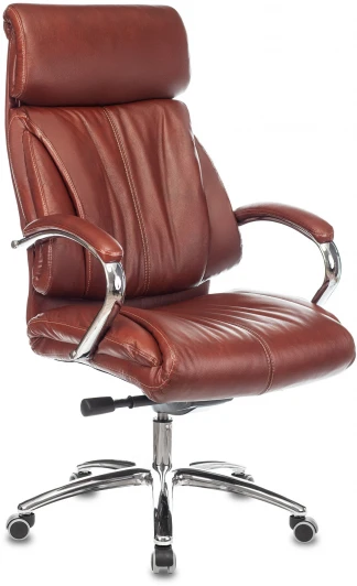 T-9904NSL/CHOKOLATE Кресло руководителя Бюрократ T-9904NSL светло-коричневый Leather Eichel кожа с подголов. крестовина металл хром