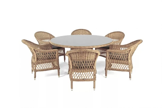 ECS6T-7-SET Обеденная группа плетеная, цвет соломенный 4SIS Эспрессо-150 S ECS6T-7-SET