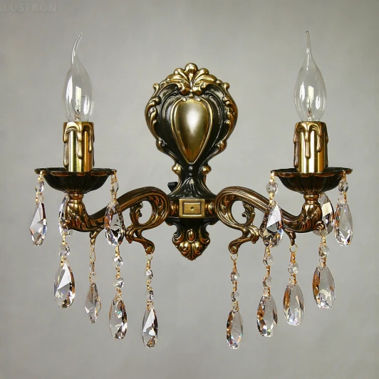 2128/2 PB Tear Drop Бра Ambiente by Brizzi Leon 2128/2 PB Tear Drop (220V, хрусталь Asfour, подвески, подсвечник, свеча)