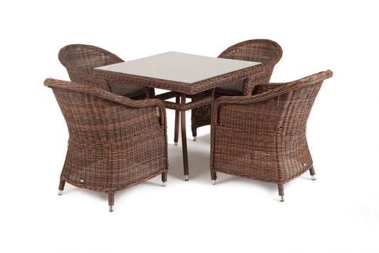 FC4T-5-SET brown Обеденная группа из искусственного ротанга, цвет коричневый 4SIS Фредо FC4T-5-SET brown