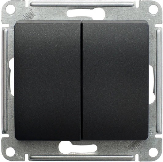 GSL000765 Выключатель встраиваемый двухклавишный (антрацит) Systeme Electric Glossa GSL000765
