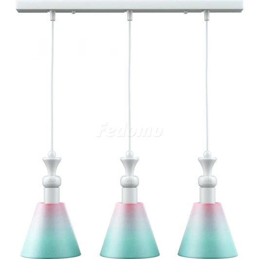C-03-WM-M-00-WM-LMP-O-9 Люстра подвесная Lamp4you, 3 плафона, белый с розовым и бирюзовым