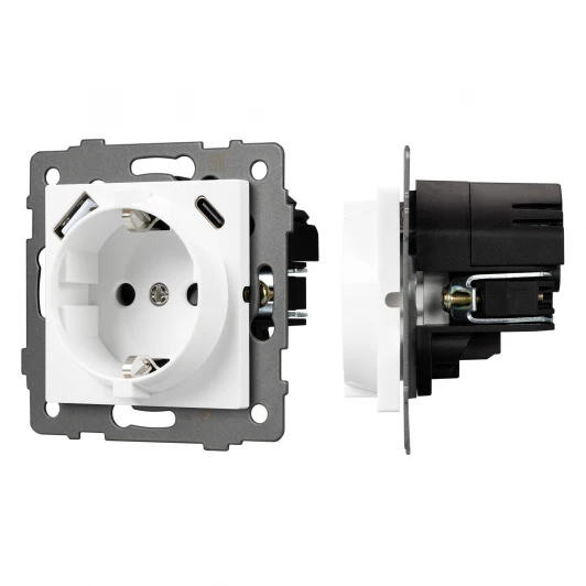 049818 Механизм встраиваемый розетки с USB зарядкой SCT-MUAA-PL-WH-V (250V, 16A) Arlight 049818