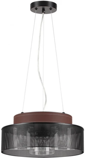 6598/3C Подвесной светильник Lumion Basalto 6598/3C черный/черный. коричневый металл, эко кожа/металл, стекло Е27 3*40W 220V (на тросе, круглые)