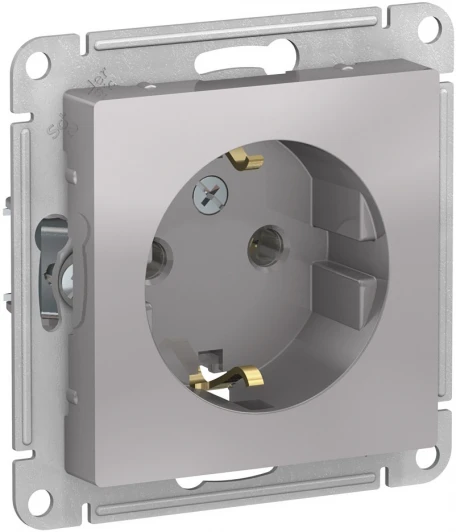 ATN000343 Розетка встраиваемая с заземлением (алюминий) Systeme Electric AtlasDesign ATN000343