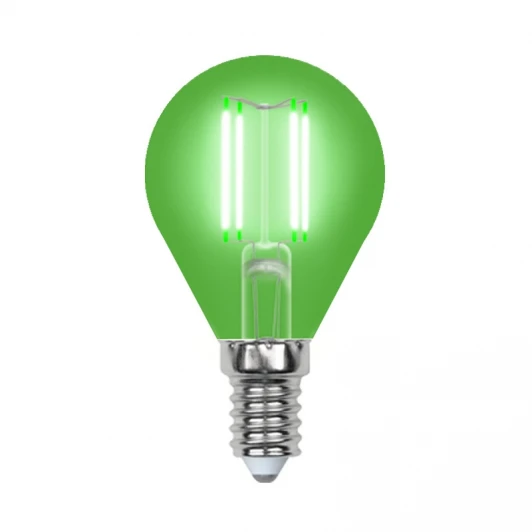LED-G45-5W/GREEN/E14 GLA02GR картон Лампочка светодиодная груша зеленая E14 5W Uniel LED-G45-5W/GREEN/E14 GLA02GR