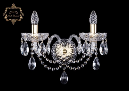 10.12.2.165.XL.Gd.Sp Бра Art Classic 10.12 10.12.2.165.XL.Gd.Sp (220V, хрусталь, подвески, подсвечник, свеча)