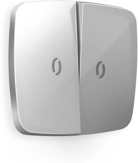 OP4040 Лицевая панель Ambrella Volt OMEGA (Серебро глянец) для 2-клавишных выключателей с подсветкой QUANT OP4040