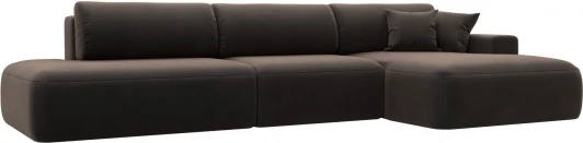 121428 Диван угловой Лига-036 НПБ Модерн Лонг правый угол (Коричневый/Велюр) Лига Диванов арт.121428